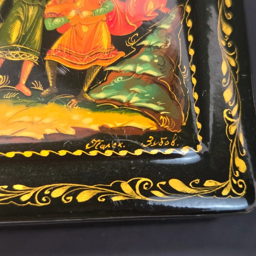 Vintage Russian Lacquer Box Lot of 4 Signed Palekh Zubov & Kholuy Art Collection